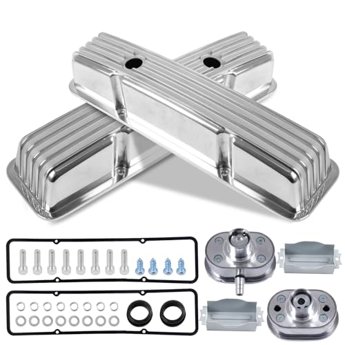 Aluminum Tall Valve Covers for 1958-1986 Chevy SBC 283 302 305 327 350 400 Engine Small Block Finned Polished Valve Covers