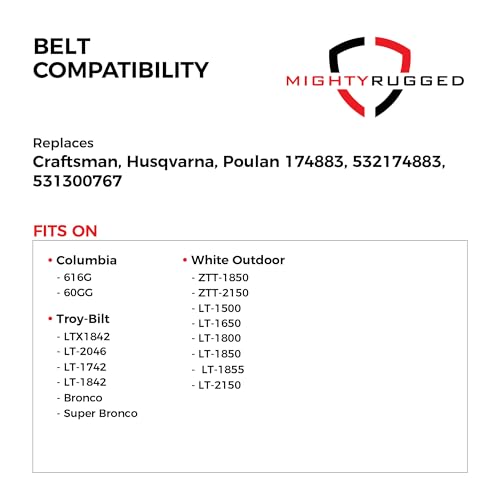 Image of 754-0497, 954-0497 PTO Drive Belt Replacement for Cub Cadet, Length 60.5 inch, Heavy-Duty Aramid Cord Belt Replaces 954-3038, Scag 482171, 481461, Encore 523106 for LT1018 Troy Bilt LTX1842 LT2046 LT174