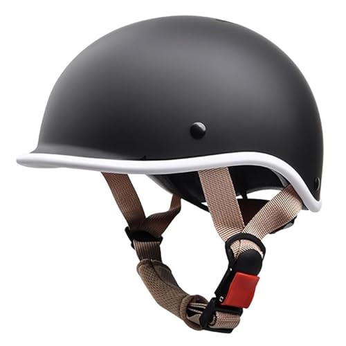 Retro Kids DOT Approved Motorcycle Beanie Helmet 2-8 Ages Low Profile Toddler Boys Girls Open Face Skull Cap ATV Half Helmet for Scooter Moped Dirt-Bike Go-Kart Bicycle(Black)