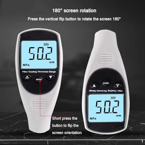 Medidor digital de grosor de recubrimiento, medidor Fe/NFe para medir profundidad de pintura, reconocimiento automático de material, rango 0-1700μm, para medición no destructiva miniatura 4