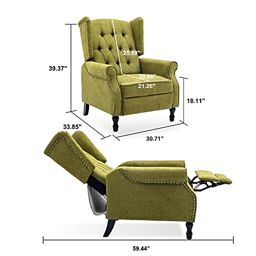 Altrobene Wingback Recliner Chair, Modern Accent Arm Chair For Living Room/Bedroom/Office/Home Theater, Dark Green #TOP3