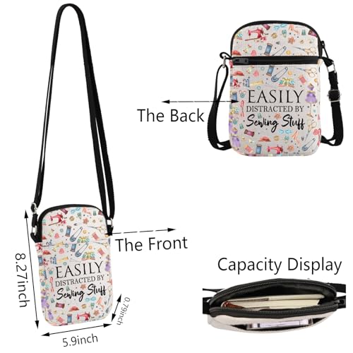TSOTMO Sewing Gift Easily Distracted By Sewing Stuff Crossbody Bag Sewing Lover Gift Quilting Gift for Women2