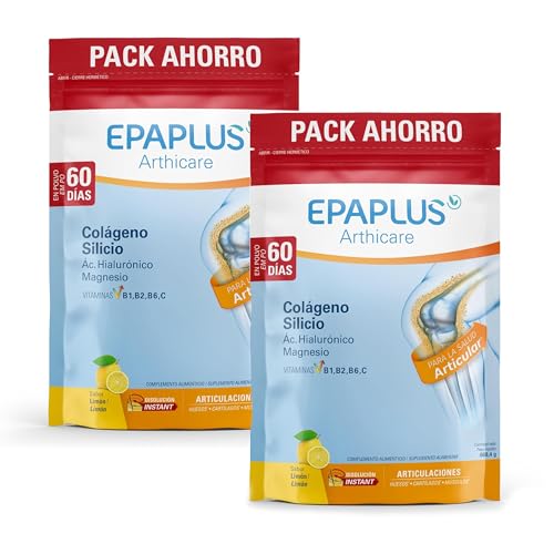 EPAPLUS Articulaciones, Pack 2 Unidades de 668,4 gr - Tratamiento para 120 días - Colágeno Hidrolizado con Silicio y Ácido Hialurónico, Disolución Instant Sabor Limón -