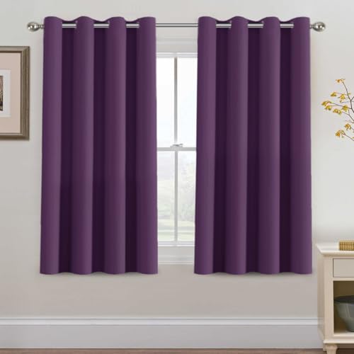 Image of H.VERSAILTEX Blackout Curtain for Living Room Thermal Insulated Window Treatment Curtain 54 inch Length Energy Saving Solid Grommet Top Blackout Drape, One Panel, Plum Purple, 52 inch W x 54 inch L