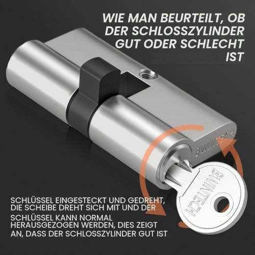 Bwintech 1 Stück 35/35mm Euro Messingzylinder, 70mm Schlüssel/Schlüsselzylinderschloss mit...