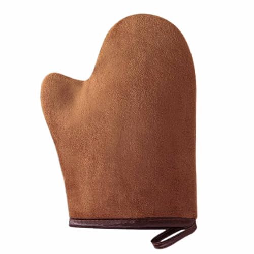 Grande guanto autoabbronzante in velluto morbido, double face, con fodera antimacchia, finitura finta abbronzante senza striature, applicazione su tutto il corpo e il viso, lavabile in lavatrice e