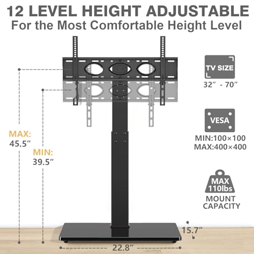 Tavr Furniture Tavr Universal Floor Tv Stand Base For 32-70 Inch Tvs Up To 110 Lbs With Swivel Height Adjustable Mount thumb #2