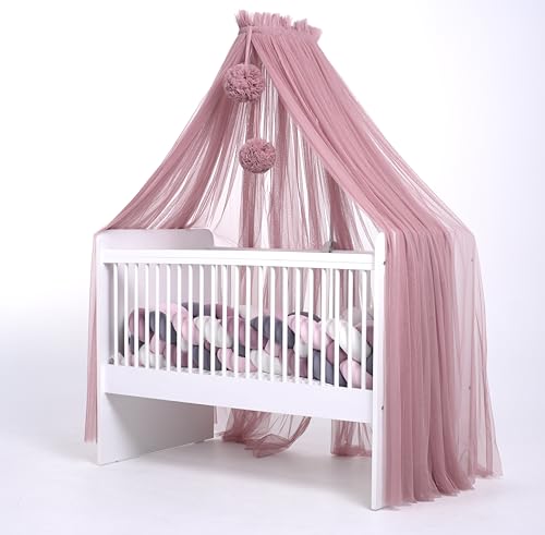 Baby Fancyroom Ciel de Lit pour Bébé, Moustiquaire, Décoration de Chambre, Baldaquin en Tulle de Qualité Supérieure Vieux Rose