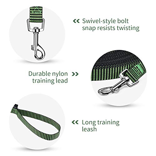 Image of Hi Kiss Dog /Puppy Obedience Recall Training Agility Lead - 15ft 20ft 30ft 50ft 100ft Training Leash - Great for Training, Play, Camping, or Backyard(15ft,Black Green)