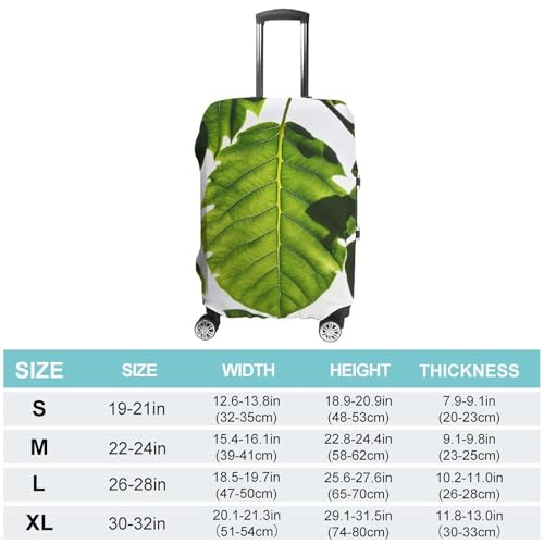 Green Leaves Pattern Printed Luggage Cover Protector, Fits 18-32 Inch Luggage2