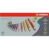 Le crayon de couleur STABILO Woody écrit sur toutes les surfaces : ardoise, tableau blanc, verre, carton, plastique