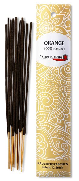 Auroshikha Incense Sticks 100% Natural Materials Without Chemicals Traditional Indian Incense for Meditation Relaxation (Orange)