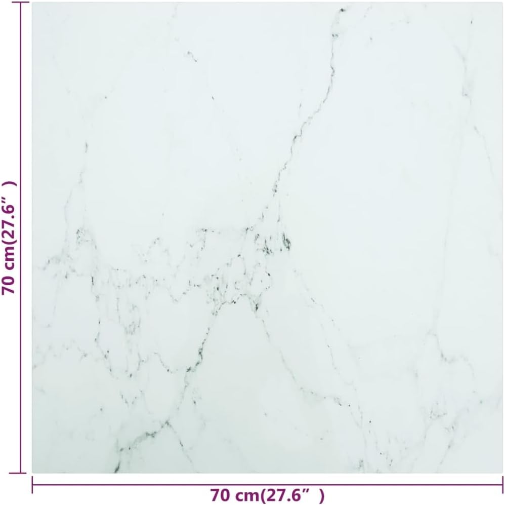 Table Top White Tempered Glass 27.6 x 27.6 in Pattern Table Top Kitchen Furniture Table Parts Tops