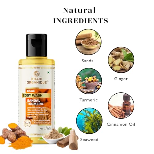 Image of Khadi Organique Sandal Turmeric Body Wash(SLS & PARABEN FREE) 210 ML