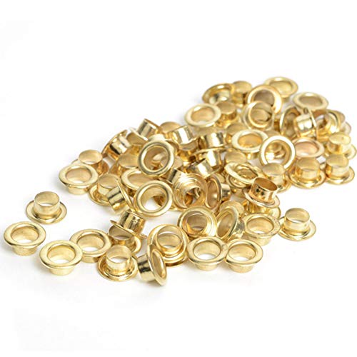 RuiLing Lot de 100 œillets ronds en métal doré de 4 mm avec trou intérieur pour loisirs créatifs Cover