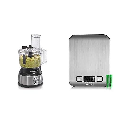 Hamilton Beach 10-Cup Food Processor & Vegetable Chopper with Bowl Scraper, Stainless Steel & Etekcity Food Scale, Digital Kitchen Weight Grams and Ounces for Baking and Cooking, Small