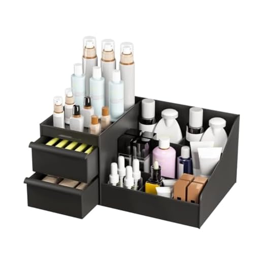 Organizador de Mesa Multiuso com Gavetas e Divisórias Porta Caneta Treco Escritório Maquiagem Case Make Cosméticos Acessórios Penteadeira Banheiro Escritório Quarto (Preto)