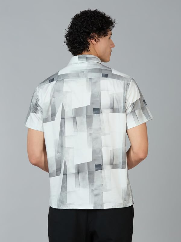 Image of MARK & ALBERT Men's 100% Cotton Printed Half Sleeves Regular Fit Shirt for Men