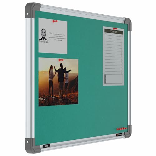 Image of Scholar Art Metis 1.5x2 Feet Fabric Pin Board for Study Room & Wall | Vibrant & Versatile Crape Cloth + High Density Soft Board for Pinning Photos, Sticky Notes & Reminders (Emerald Green)