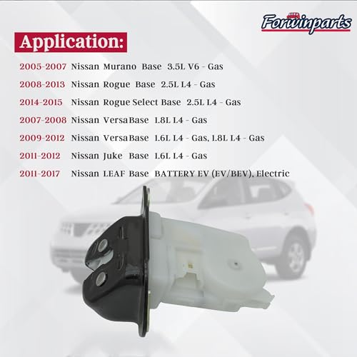 Image of Forwinparts Rear Trunk Latch Lock Assembly for 2008-2013 Nissan Rogue 2005-2007 Murano 2007-2012 Versa 2011-2012 Juke 90502-ZN90A 90502-CA00C 90502-EN000
