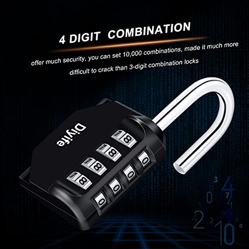 Diyife Combination Padlock, Weatherproof 4 Digit Resettable Locker Lock by Diyife - Used condition - Image 4