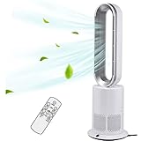 Bladeless Heater Fan, Hot Cool Hepa Air Purifier 3 In 1 Home Portable Air Purifier, Removes 99.97% of Pollen, Allergy Particles, Dust, Smoke, Portable Air Cleaner for Bedroom