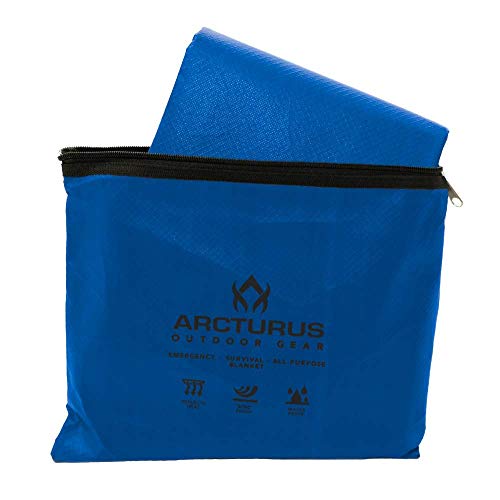 Arcturus Heavy Duty Survival Blanket – Insulated Thermal Reflective Tarp - 60" X 82". All-Weather, Reusable Emergency Blanket For Car Or Camping (Blue) #TOP3