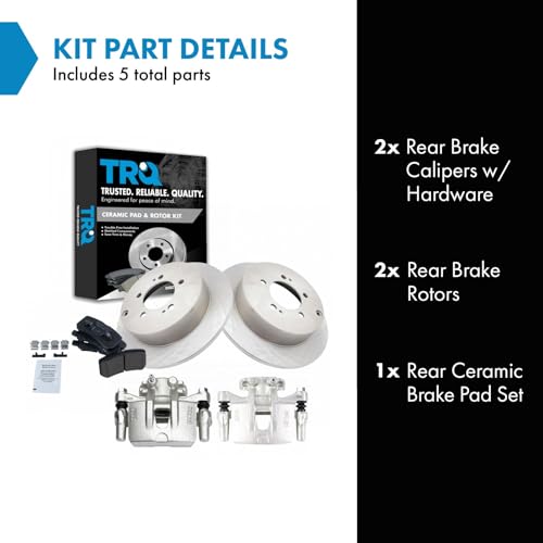 Image of TRQ Rear Brake Pad and Rotor Set Ceramic Solid Rotors Calipers | For 2009-2011 Mitsubishi Lancer 2008-2013 Outlander