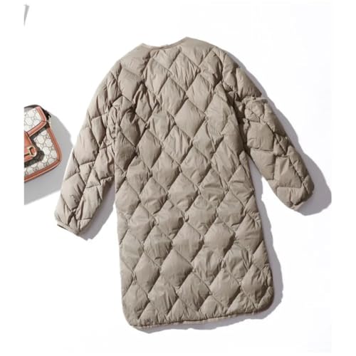 Women Long Ultra Light Puffer Jacket White Duck Down Coat Warm O-Neck Parkas2