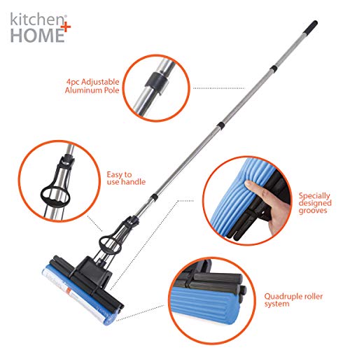 Kitchen + Home Pva Sponge Roller Mop - 11" Quadruple Roller All Purpose Floor Cleaner #TOP1
