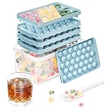 Optish 3 Pack Ice Trays for Freezer, 99 PCS Ice Cube Tray with Lid and Bin, Round Ice Cube Trays for Freezer, Circle Ice Cube Tray for Chilling Drinks