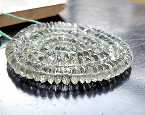 Prasiolite améthyste verte perles rondelles taillées allemandes 6.5-7mm pour création de bijoux