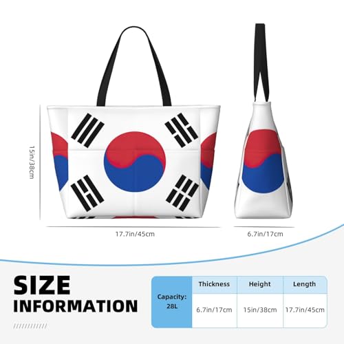 Flag Of Republic Of Korea Print Large Tote Bag For Women, Travel Shoulder Bag Handle Handbag For Gym, Work, Travel3