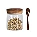 Szklany słoik z pokrywką z drewna akacjowego i łyżką Szczelny szklany słoik Zestaw 3/2/1 Pojemnik do przechowywania żywności na kawę ,Cukierki ,Przekąski Słoiki kuchenne na ladę (kolor: 1 szt. 800 m
