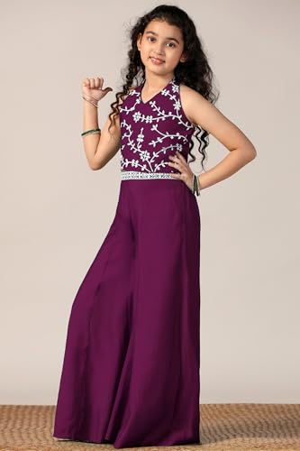 Image of Fashion Dream Girls Silk Blend Ethnic Top & Palazzo Set|Kids Salwar Set|Indo Western