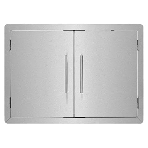 AdirHome Stainless Steel Grill Double Access Single-Face Door - Easy Install Heavy Duty Stainless Steel Rust Resistant Access Door with Chromium Plated Handle (30 Inch) Cover