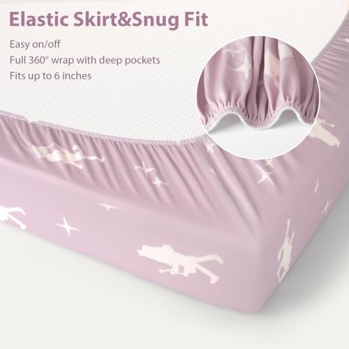 Image of Baby Mini Crib Sheets Girl, Portable 38 inchx26 inch Pack and Play Sheets Fitted for Playard and Pack N Play Mattress, 3-Pack Soft Microfiber Pink Ballet