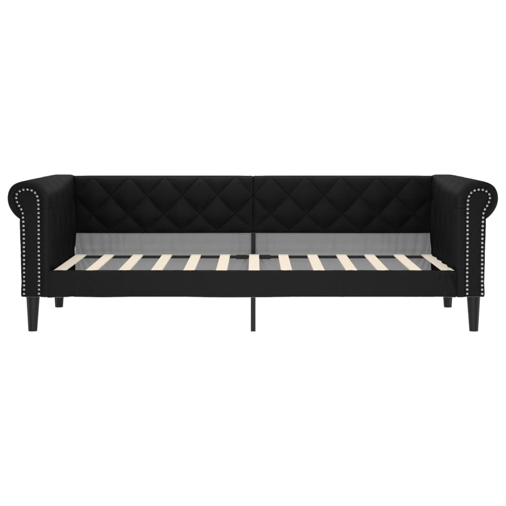 vidaXL Divano letto allungabile con rete a doghe, letto per camera da letto, soggiorno, divano, letto estraibile, nero, 90 x 200 cm