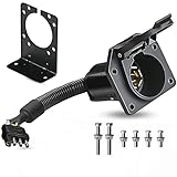 HOB4U 4-Way Flat to 7-Way Round Blade Trailer Adapter Wiring Plug Connector with Mounting Bracket...