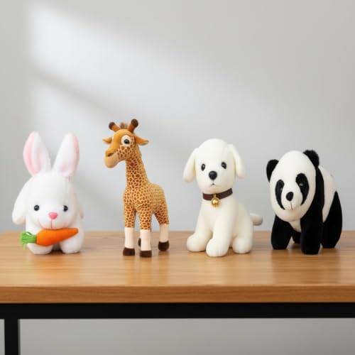 Image of Pack of 4 Elegant Soft Toys Combo Plush Stuffed Animals (Rabbit-Griffe-White Dog-Penguin)