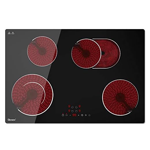 Electric Cooktop 30 Inch Drop-in Ceramic Cooktop Stove Burner GIONIEN 4 Burners Glass Cooktop with Flexible Ring,7200W Built in Electric Stove,Touch Control,GTM724T