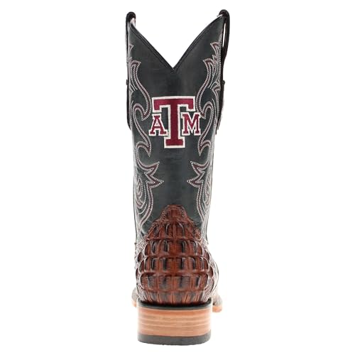 Image of Vaccari Men's Jackson Genuine Hornback Alligator Print Leather & NCAA League Embroidery Broad Square Toe Cowboy Boots