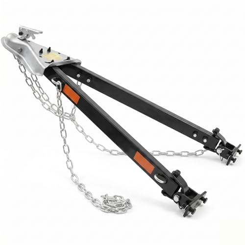 Universal Tow Bar, 5500 LBS Towing Capacity with Security Chains, Powder-Coated Alloy Steel Bumper-Mounted, Fits 2-Inch Ball Hitch, 39.4-Inch Opening Width, Universal for RV Car Trailer Truck Towing