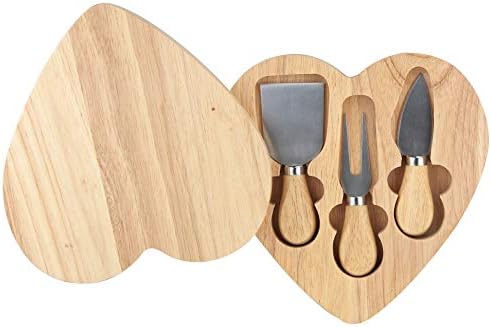 RB Heart Cheese board-3 knives