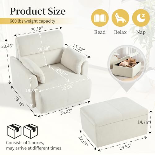 Sillón Plegable Terciopelo Beige miniatura 2