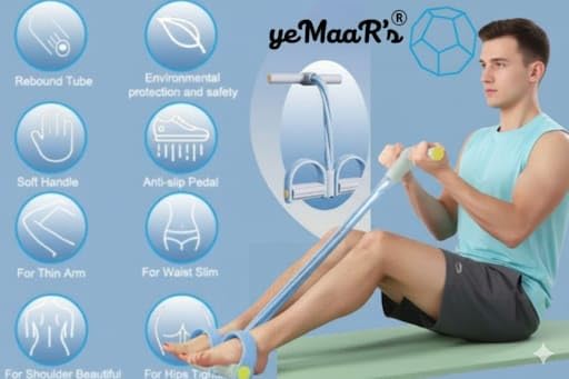 Image of yeMaaR's 6 tube Exercise Equipment Set Tummy Trimmer Yoga Pedal Puller Resistance Band Tube Stretching Band Pilates & Home Workout Equipment for Men & Women Fitness Weight Loss Strength Training Gear