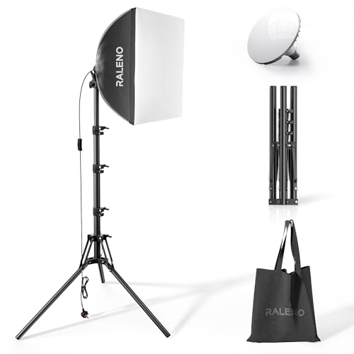 RALENO Softbox Lighting Kit with 40x40cm LED, 50W 5500K Bulbs