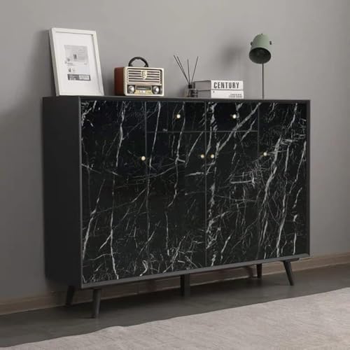 Image of TEKCOOL Wall Stickers DIY Wallpaper Vinyl Marble Wallpapers Peel and Stick Waterproof Wallpapers for Home Kitchen Countertop Cabinet Furniture Oil Proof Kitchen Stickers(Black-2 pc):