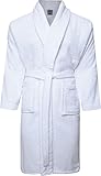 Coton Peigné Adore Home Peignoir à col châle en Tissu éponge 100% Coton - L, Blanc