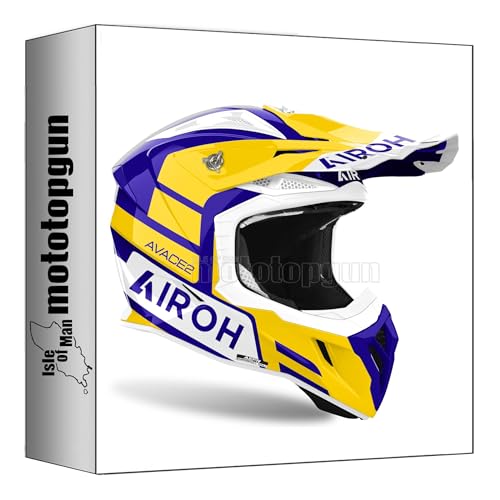 Casque moto cross Airoh Aviator Ace 2 Sake jaune gloss taille S mototopgun